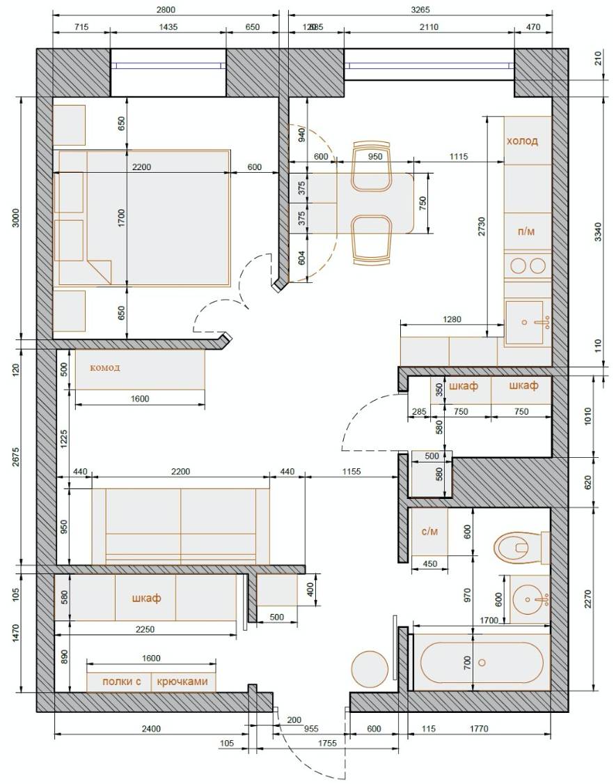 Обстановка и планировка интерьера
